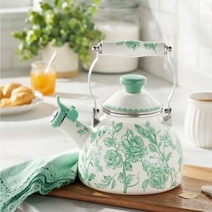 The Pioneer Woman Agatha Green and White Floral Teapot